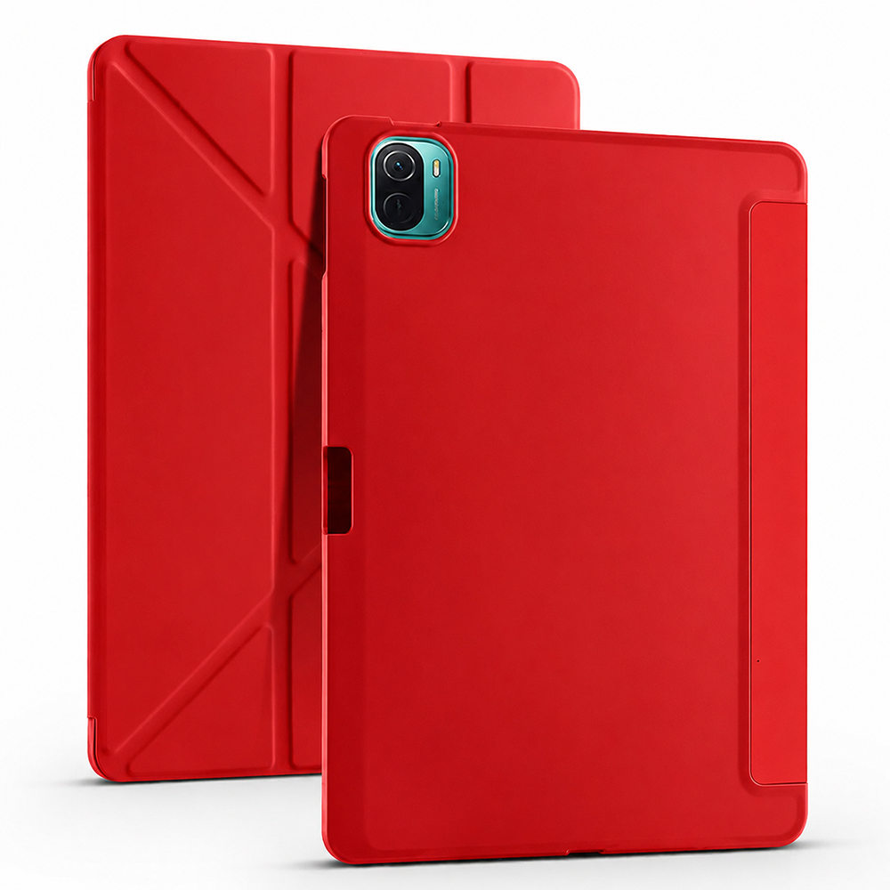 Xiaomi Uyumlu  Mi Pad 5 Kılıf Zore Tri Folding Kalem Bölmeli Standlı Kılıf-Kırmızı