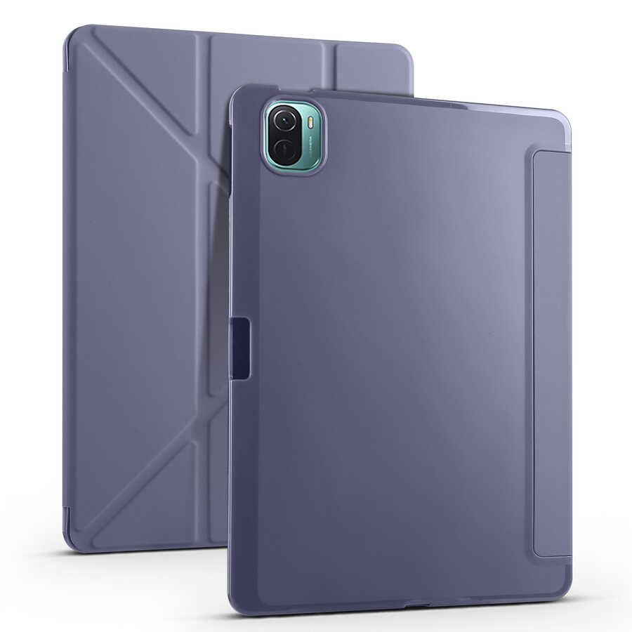 Xiaomi Uyumlu  Mi Pad 5 Kılıf Zore Tri Folding Kalem Bölmeli Standlı Kılıf-Mor