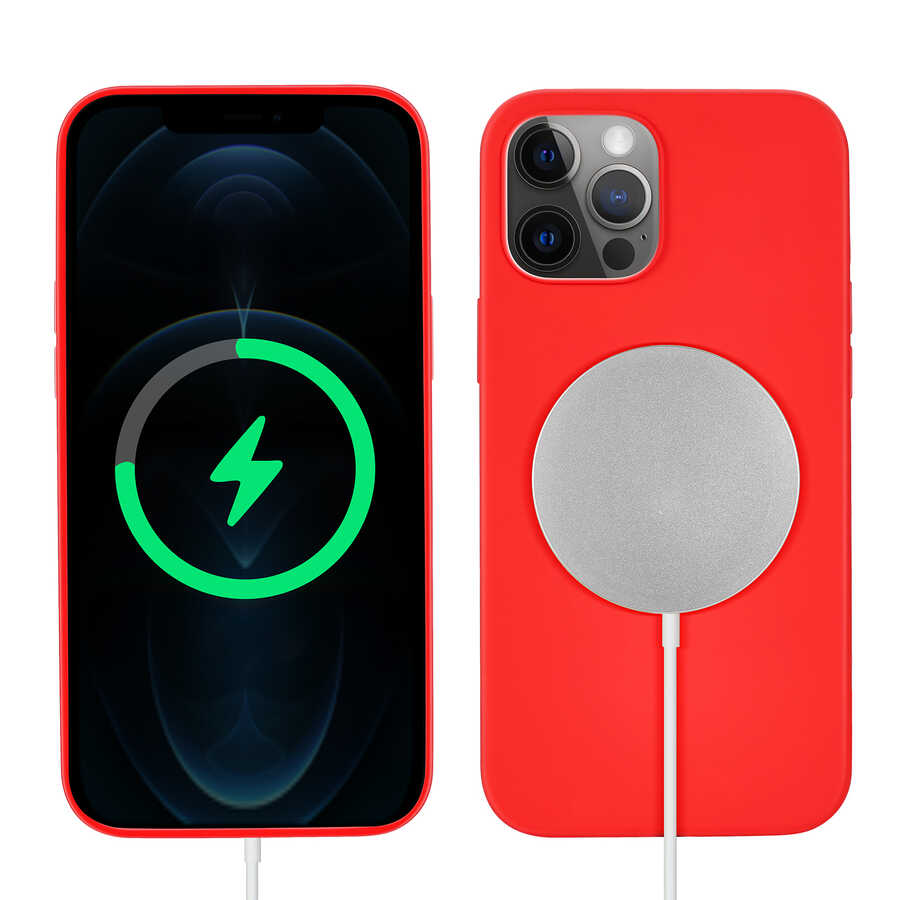 iPhone Uyumlu 13 Pro Kılıf Zore Silksafe Wireless Kapak-Kırmızı