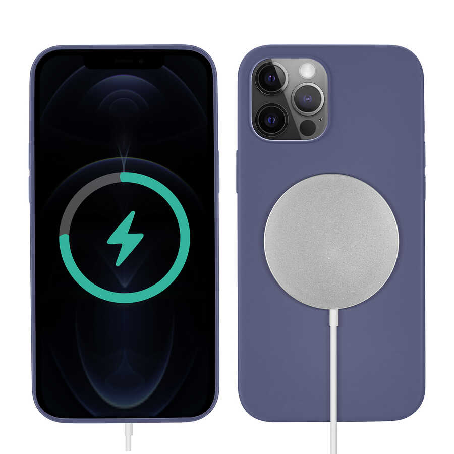 iPhone Uyumlu 13 Pro Kılıf Zore Silksafe Wireless Kapak-Mor