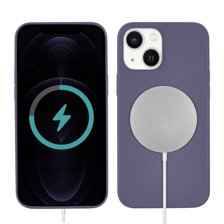iPhone Uyumlu 13 Kılıf Zore Silksafe Wireless Kapak-Mor