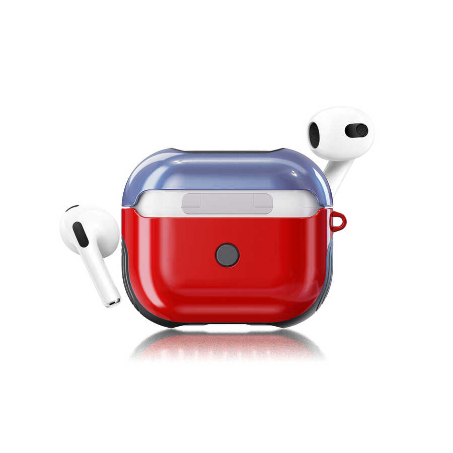 Airpods Uyumlu 3. Nesil Kılıf Zore Shockproof Silikon-Kırmızı-mavi