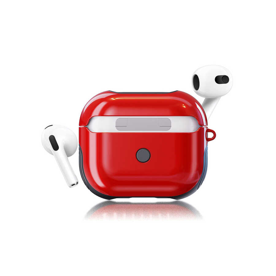 Airpods Uyumlu 3. Nesil Kılıf Zore Shockproof Silikon-Kırmızı
