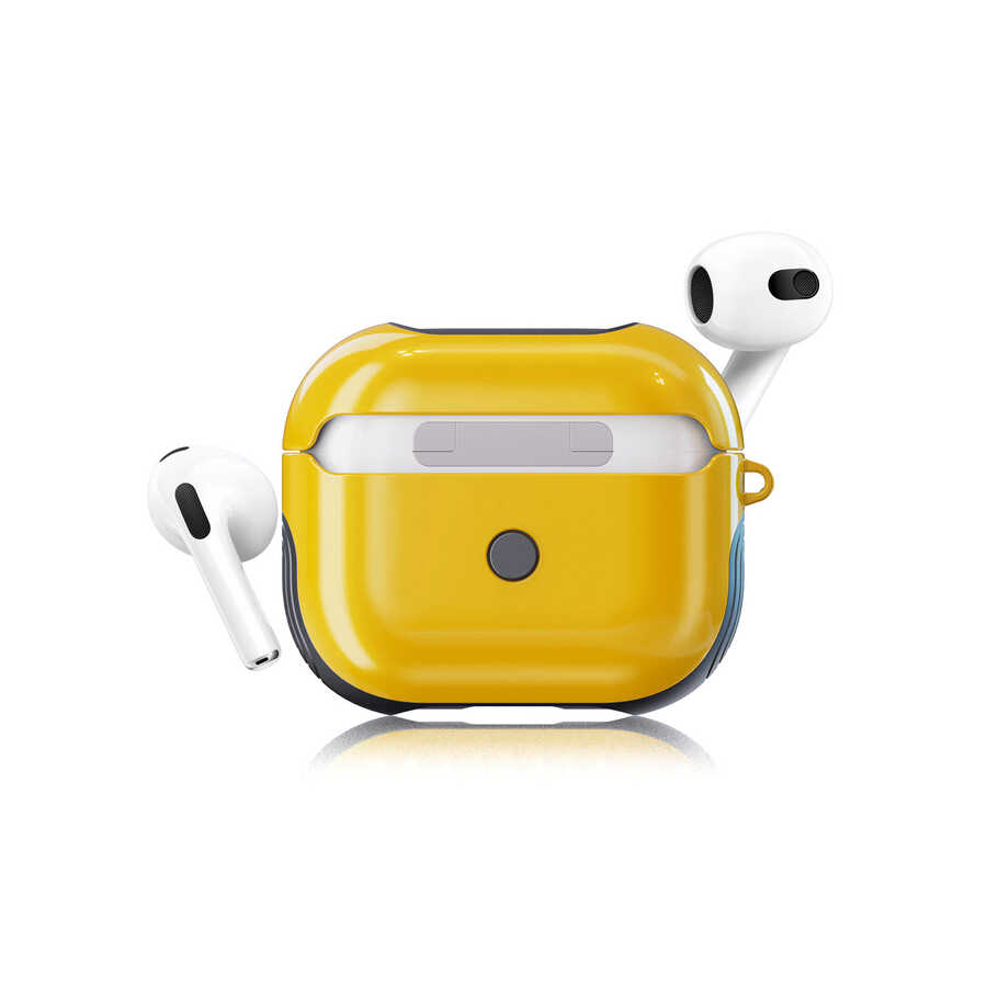 Airpods Uyumlu 3. Nesil Kılıf Zore Shockproof Silikon-Sarı