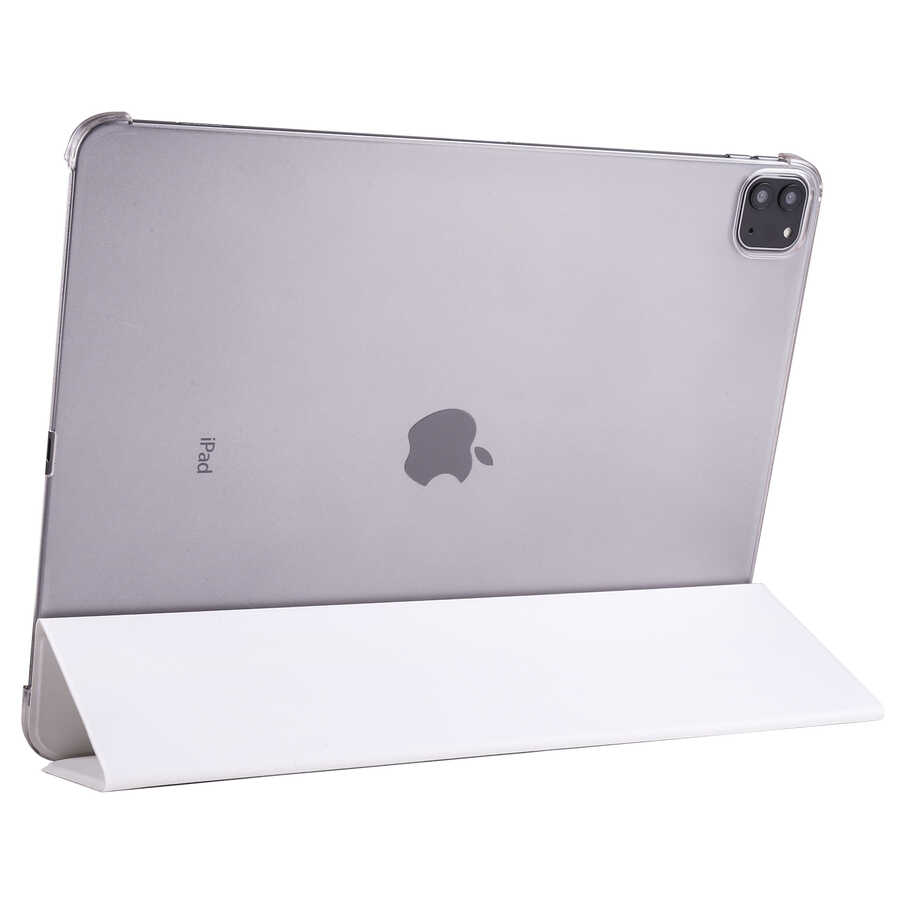 iPad Uyumlu Pro 12.9 2021 (5.Nesil) Zore Smart Kapak Standlı 1-1 Kılıf-Beyaz