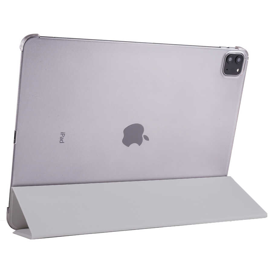 iPad Uyumlu Pro 12.9 2021 (5.Nesil) Zore Smart Kapak Standlı 1-1 Kılıf-Gri