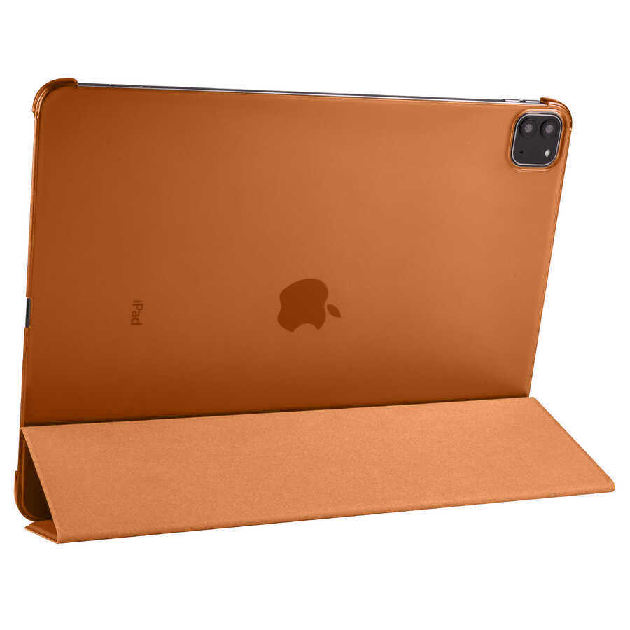 iPad Uyumlu Pro 12.9 2021 (5.Nesil) Zore Smart Kapak Standlı 1-1 Kılıf-Turuncu