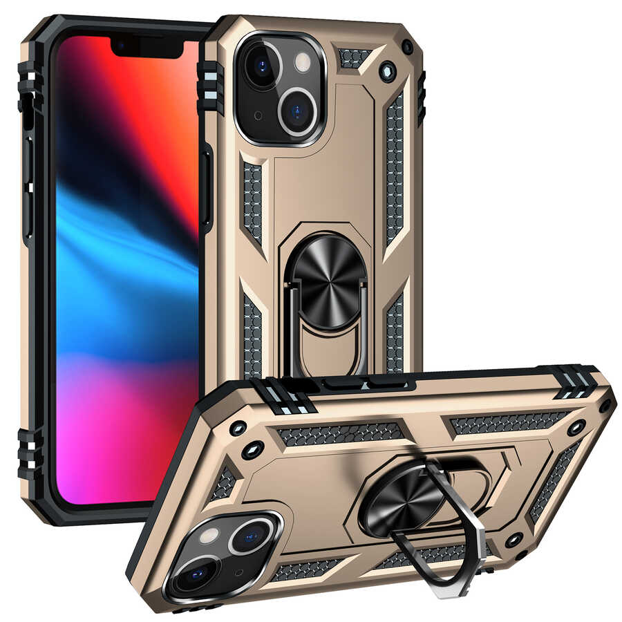 iPhone Uyumlu 13 Kılıf Zore Vega Kapak-Gold