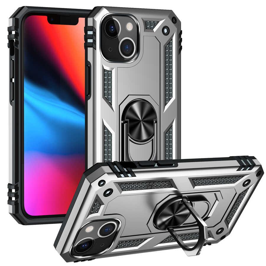 iPhone Uyumlu 13 Kılıf Zore Vega Kapak-Gri