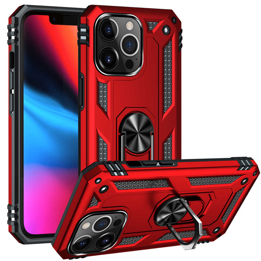 iPhone Uyumlu 13 Pro Kılıf Zore Vega Kapak-Kırmızı