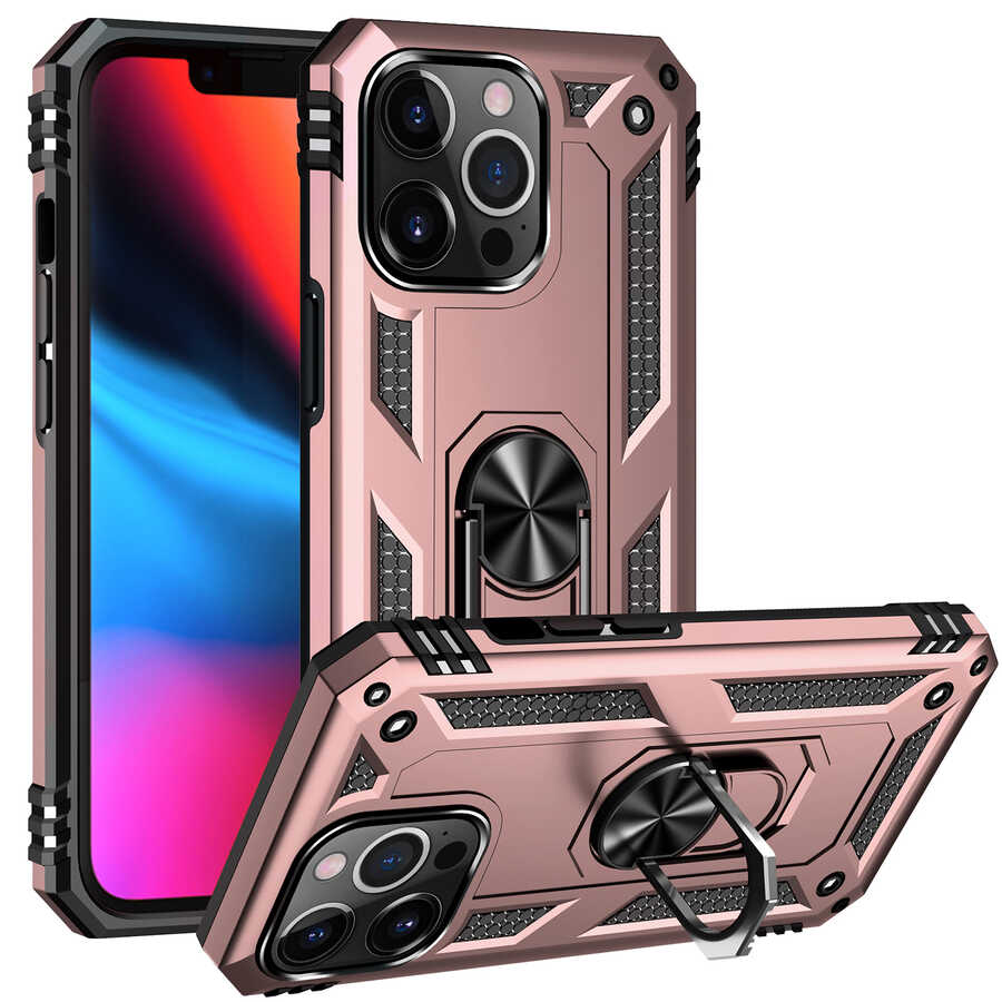 iPhone Uyumlu 13 Pro Max Kılıf Zore Vega Kapak-Rose gold