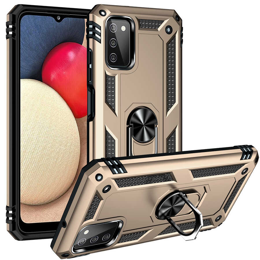 Galaxy Uyumlu A03S Kılıf Zore Vega Kapak-Gold