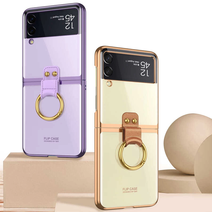 Galaxy Uyumlu Z Flip 3 Kılıf Zore Yüzüklü Kıpta Kapak