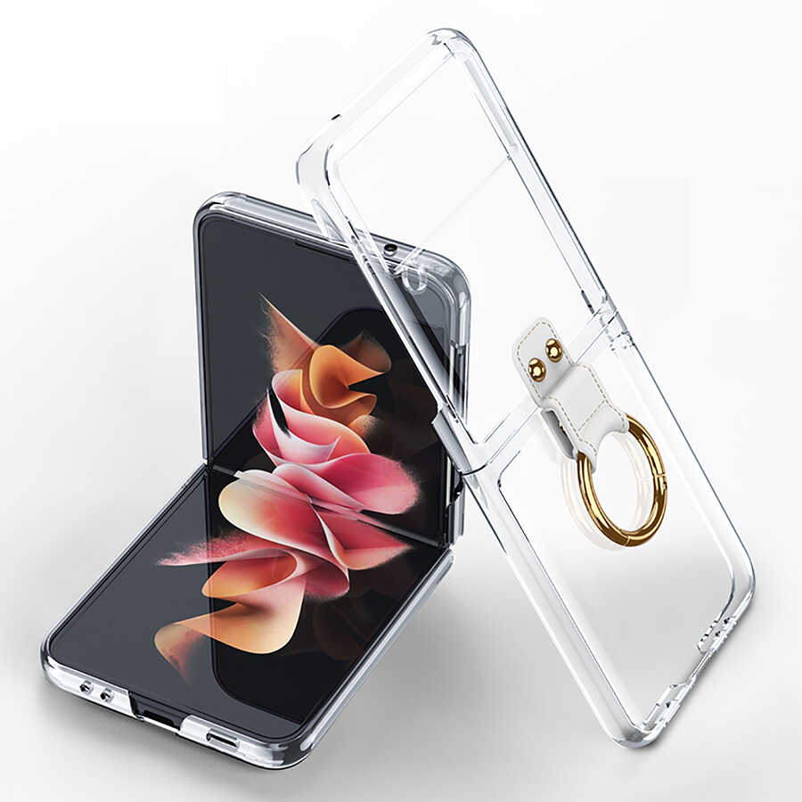 Galaxy Uyumlu Z Flip 3 Kılıf Zore Yüzüklü Kıpta Kapak