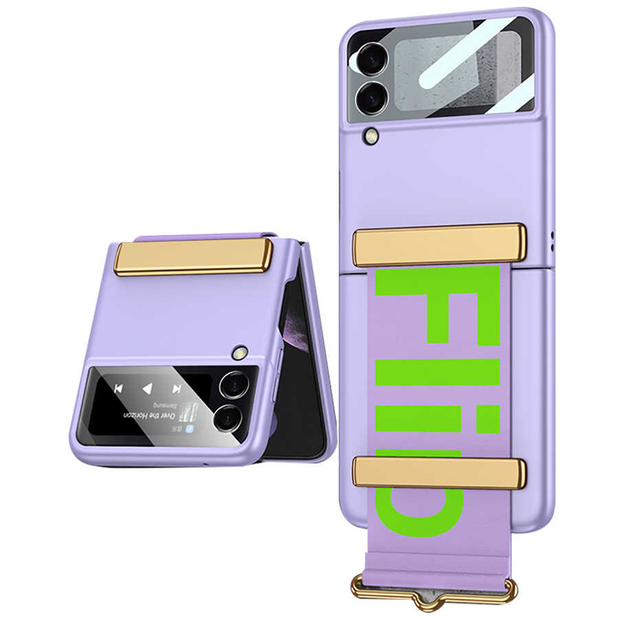 Galaxy Uyumlu Z Flip 3 Kılıf Zore Flio Kıpta Kapak-Mor