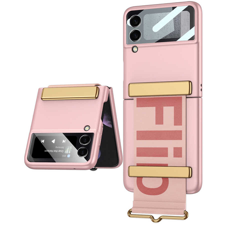 Galaxy Uyumlu Z Flip 3 Kılıf Zore Flio Kıpta Kapak-Pembe