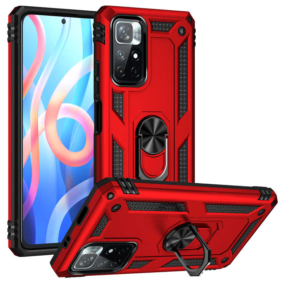 Xiaomi Uyumlu  Poco M4 Pro 5G Kılıf Zore Vega Kapak-Kırmızı