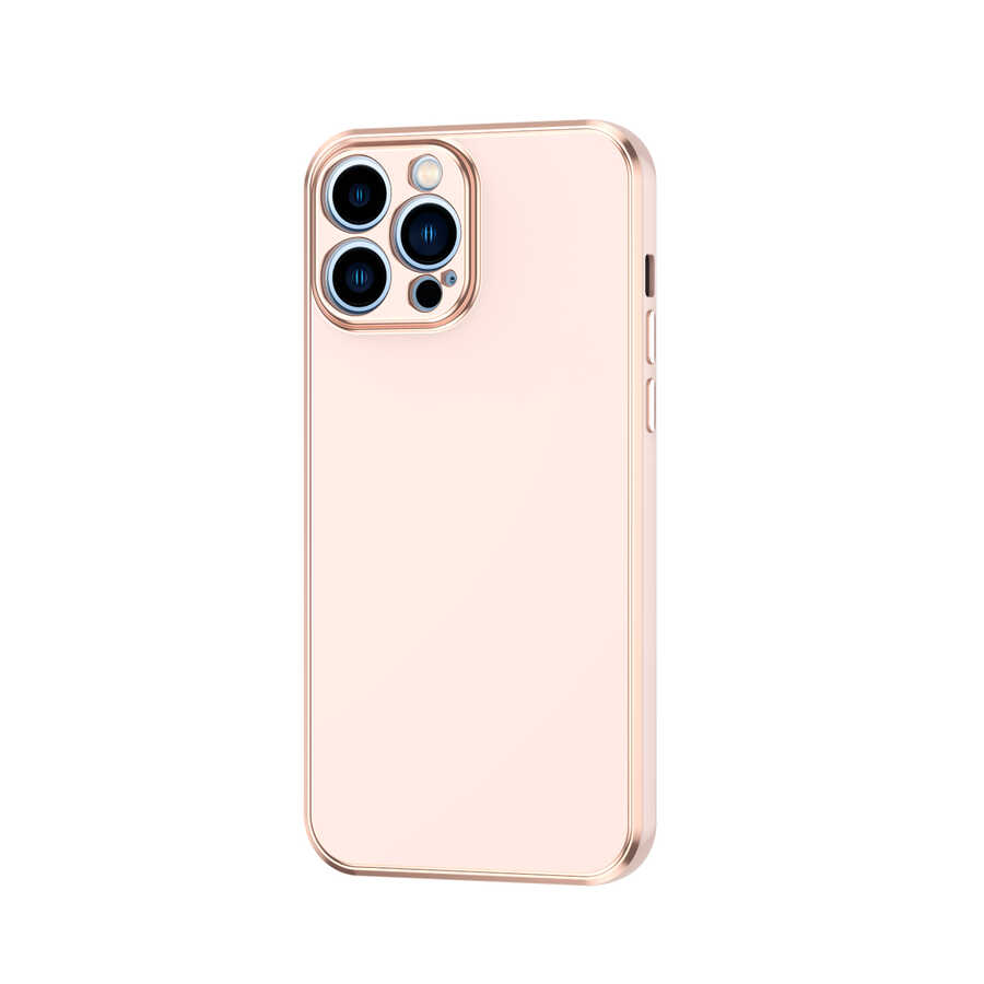 iPhone Uyumlu 13 Pro Max Kılıf Zore Bark Kapak-Rose gold