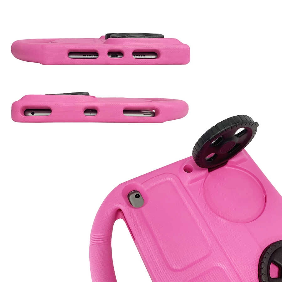 iPad Uyumlu 10.2 (8.Nesil) Zore Wheel Araç Tekerlek Standlı Tablet Eva Silikon Kılıf