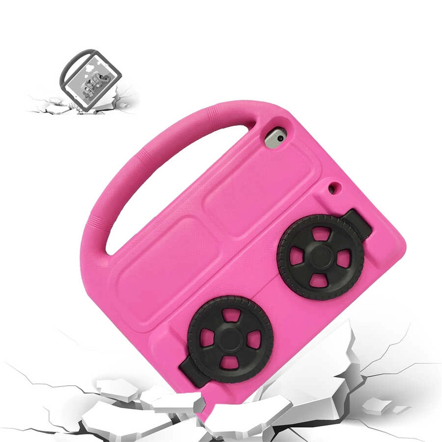 iPad Uyumlu 10.2 (8.Nesil) Zore Wheel Araç Tekerlek Standlı Tablet Eva Silikon Kılıf