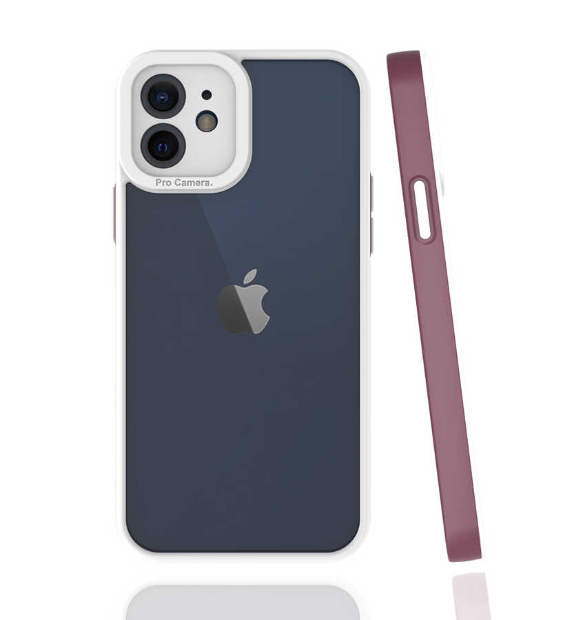 iPhone Uyumlu 12 Kılıf Zore Mima Kapak-Mürdüm