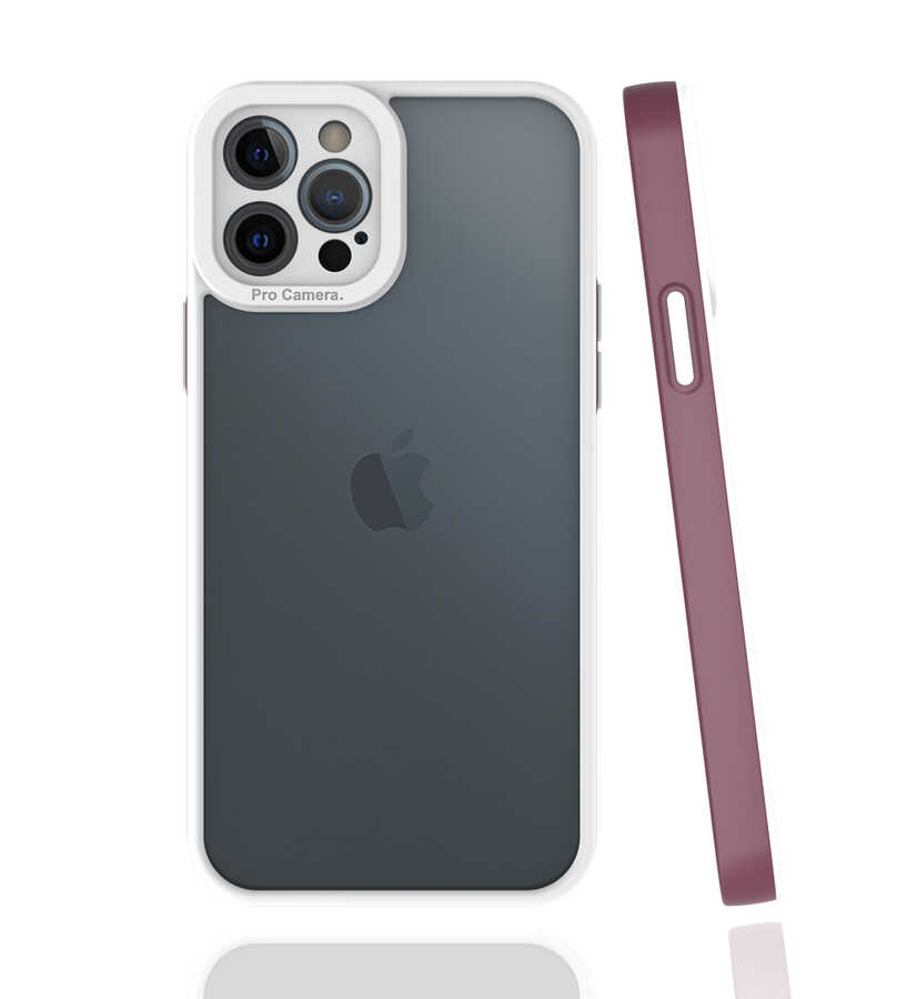 iPhone Uyumlu 12 Pro Kılıf Zore Mima Kapak-Mürdüm