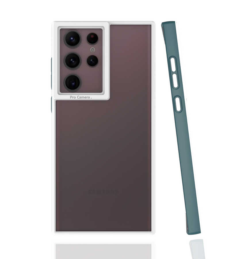 Galaxy Uyumlu S22 Ultra Kılıf Zore Mima Kapak-Koyu yeşil