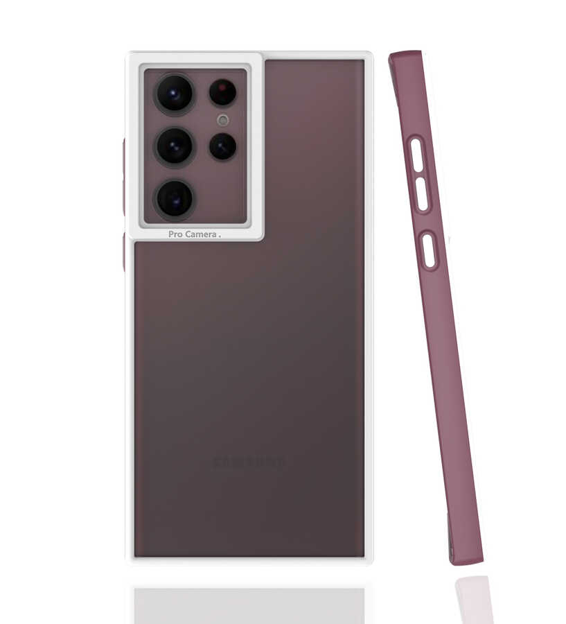 Galaxy Uyumlu S22 Ultra Kılıf Zore Mima Kapak-Mürdüm