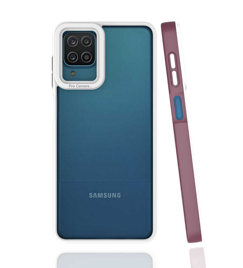 Galaxy Uyumlu A12 Kılıf Zore Mima Kapak-Mürdüm