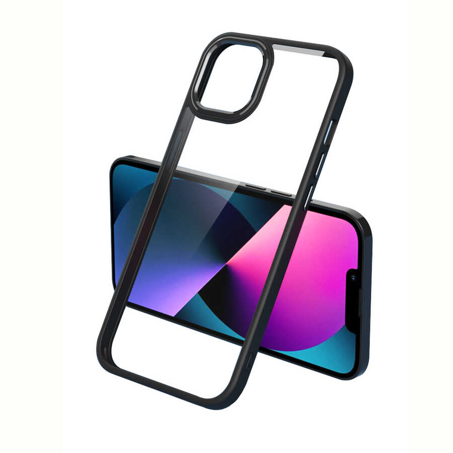 iPhone Uyumlu 11 Kılıf Zore Krom Kapak-Siyah