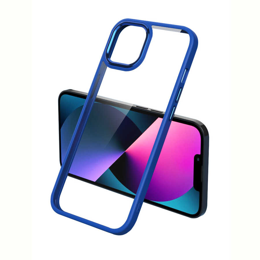 iPhone Uyumlu 12 Pro Max Kılıf Zore Krom Kapak-Lacivert