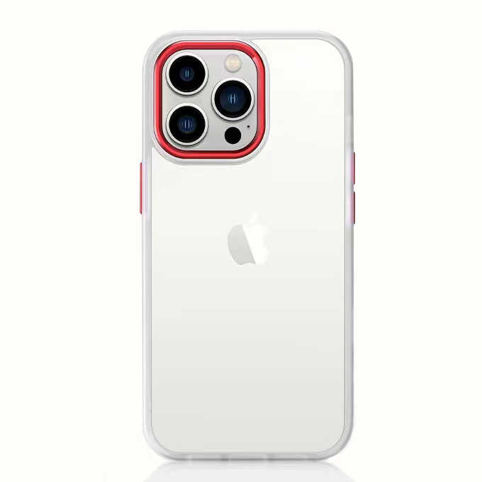iPhone Uyumlu 13 Kılıf Zore Krom Kapak-Kırmızı