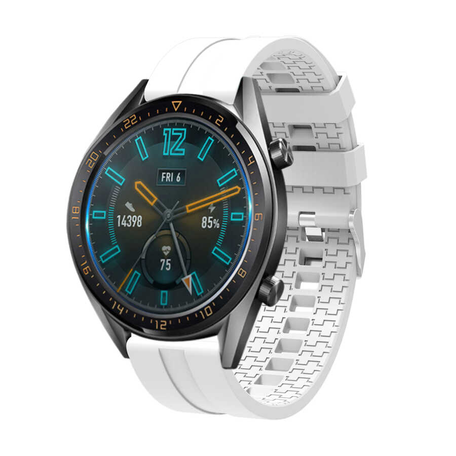 Huawei Uyumlu Watch GT 3 46mm KRD-23 Silikon Kordon-Beyaz