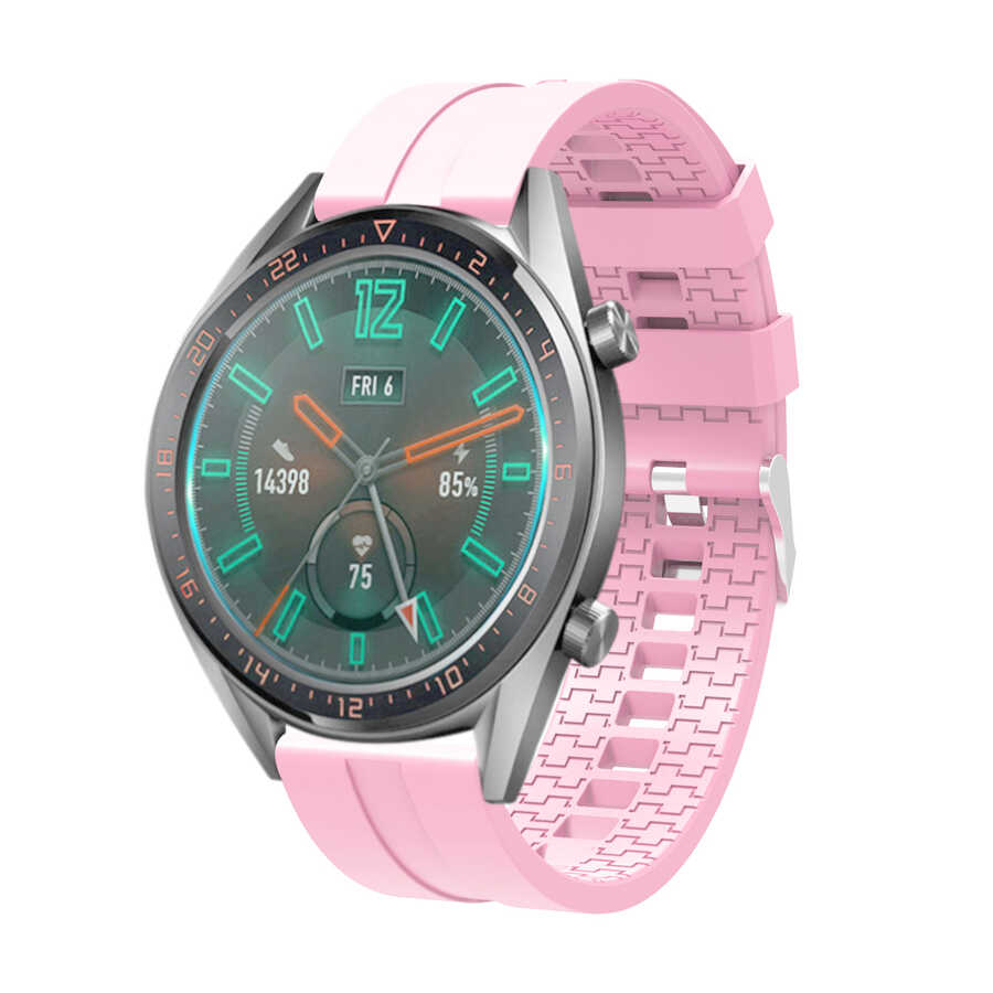 Huawei Uyumlu Watch GT 3 46mm KRD-23 Silikon Kordon-Pembe