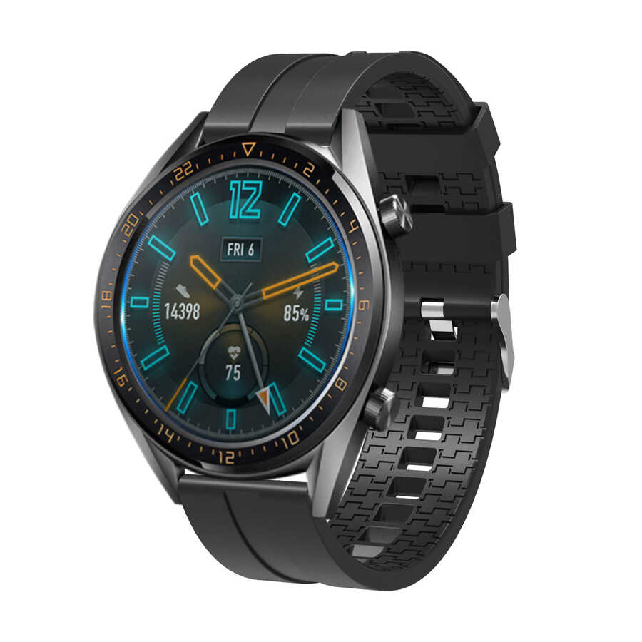 Huawei Uyumlu Watch GT 3 46mm KRD-23 Silikon Kordon-Siyah