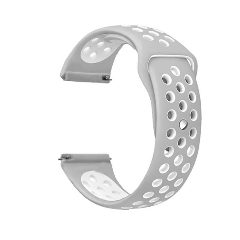 Huawei Uyumlu Watch GT 3 42mm KRD-02 Silikon Kordon-Gümüş-gri