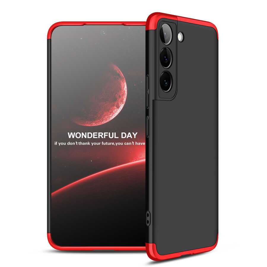 Galaxy Uyumlu S22 Kılıf Zore Ays Kapak-Siyah-kırmızı