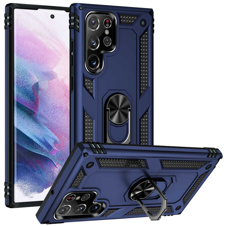 Galaxy Uyumlu S22 Ultra Kılıf Zore Vega Kapak-Mavi