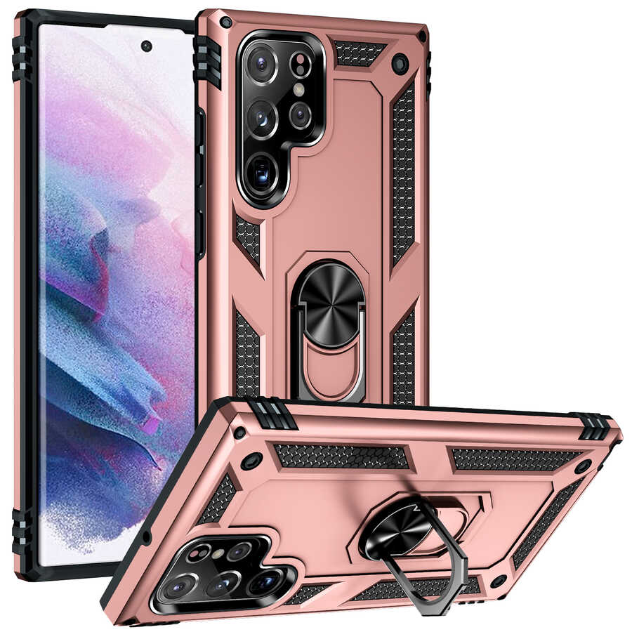 Galaxy Uyumlu S22 Ultra Kılıf Zore Vega Kapak-Rose gold