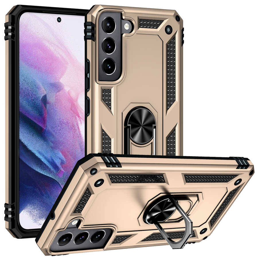Galaxy Uyumlu S22 Kılıf Zore Vega Kapak-Gold