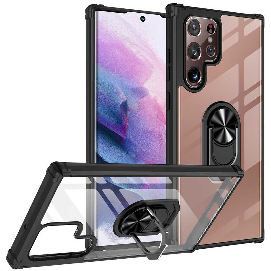 Galaxy Uyumlu S22 Ultra Kılıf Zore Mola Kapak-Siyah