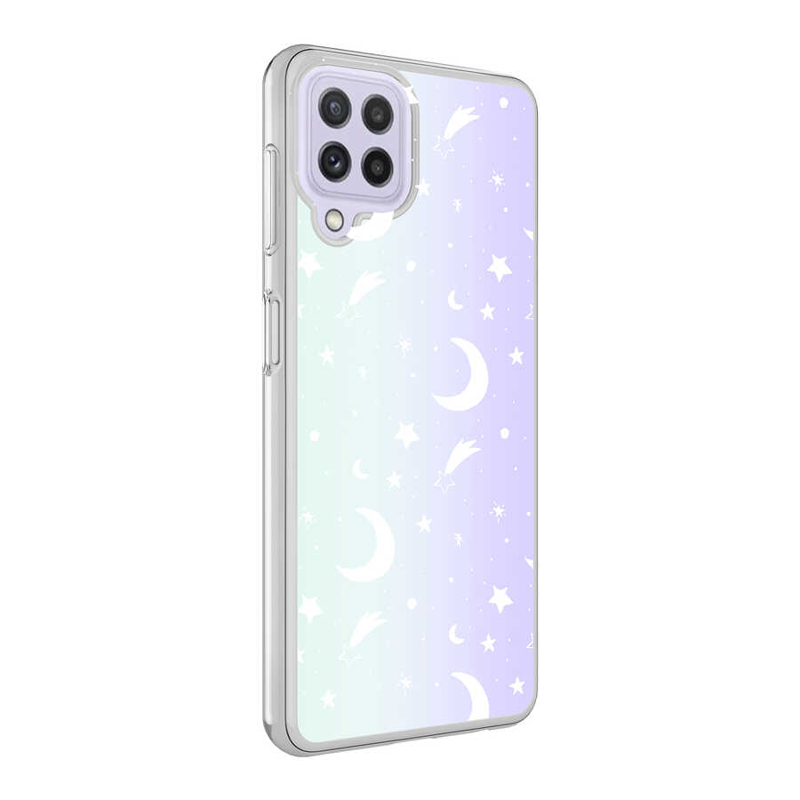 Galaxy Uyumlu M22 Kılıf Zore M-Blue Desenli Kapak-Moon no4