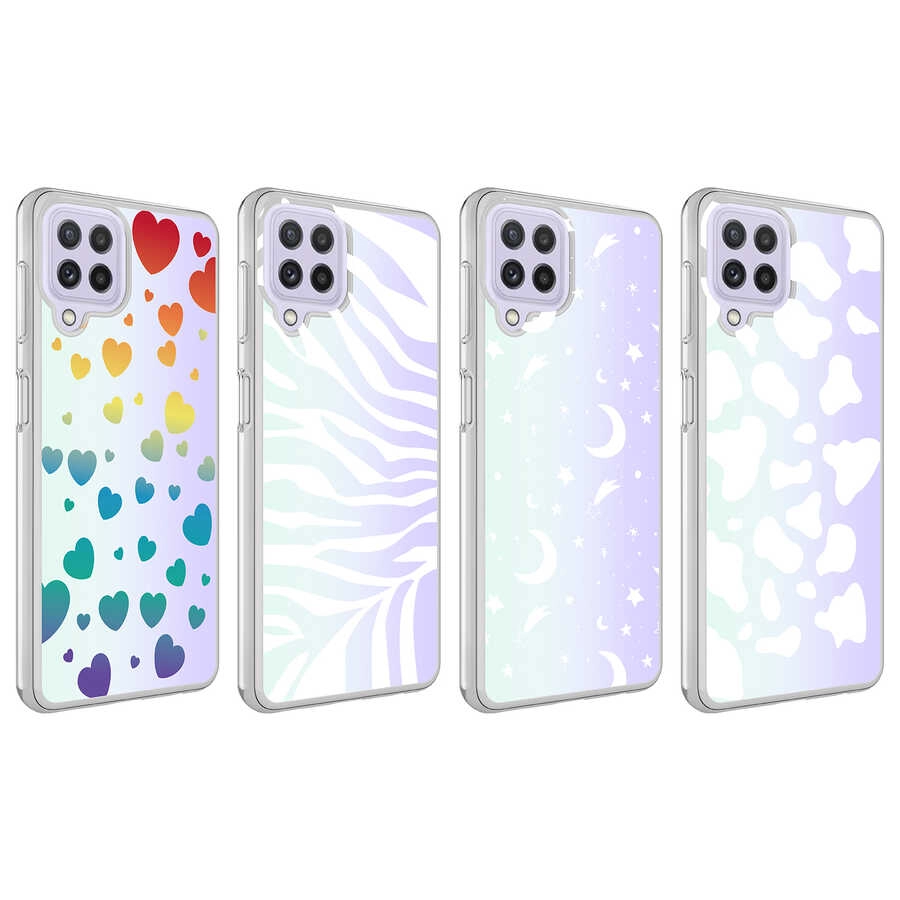 Galaxy Uyumlu M32 Kılıf Zore M-Blue Desenli Kapak