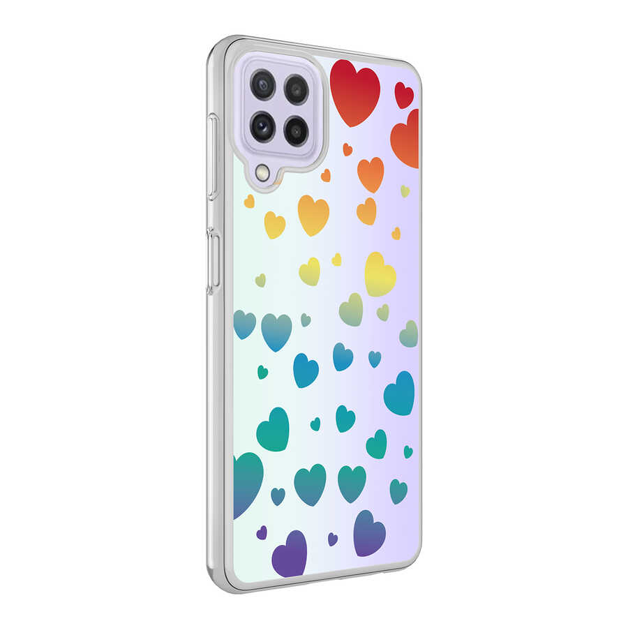 Galaxy Uyumlu M32 Kılıf Zore M-Blue Desenli Kapak-Heart no3