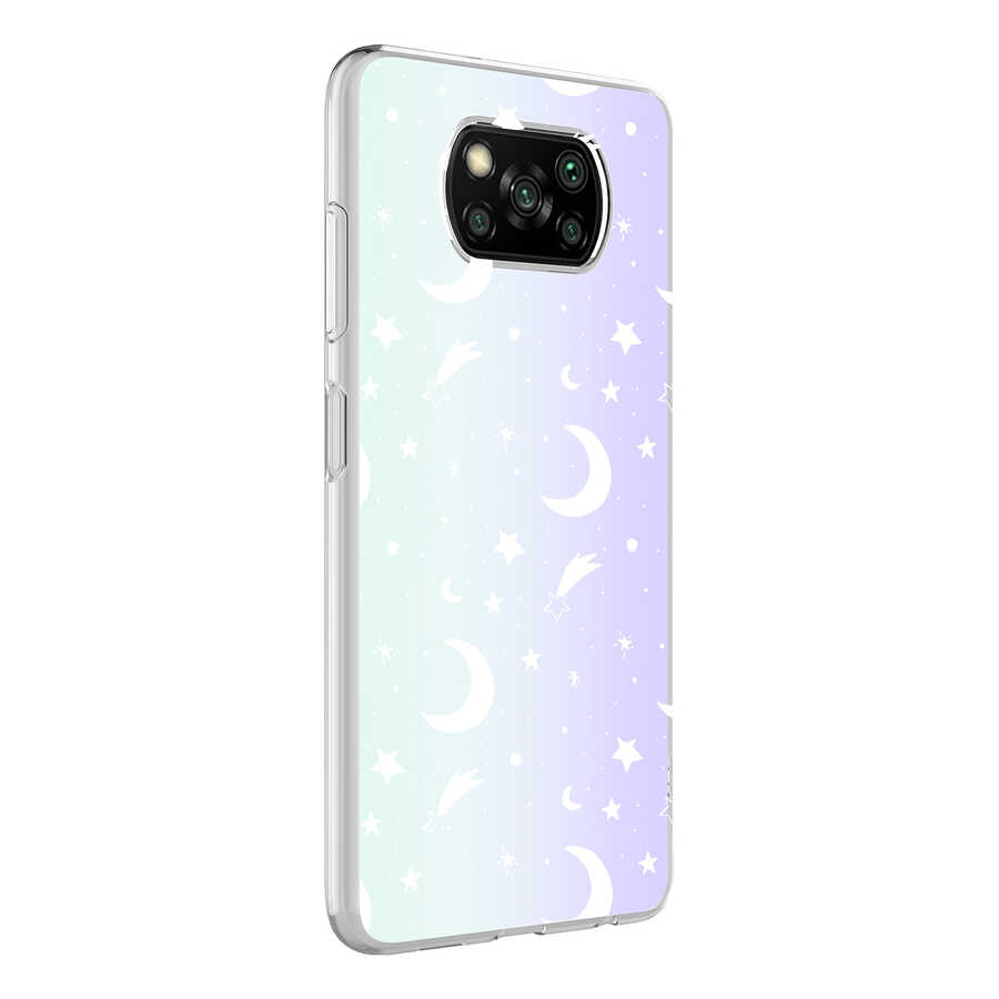 Xiaomi Uyumlu  Poco X3 Kılıf Zore M-Blue Desenli Kapak-Moon no4