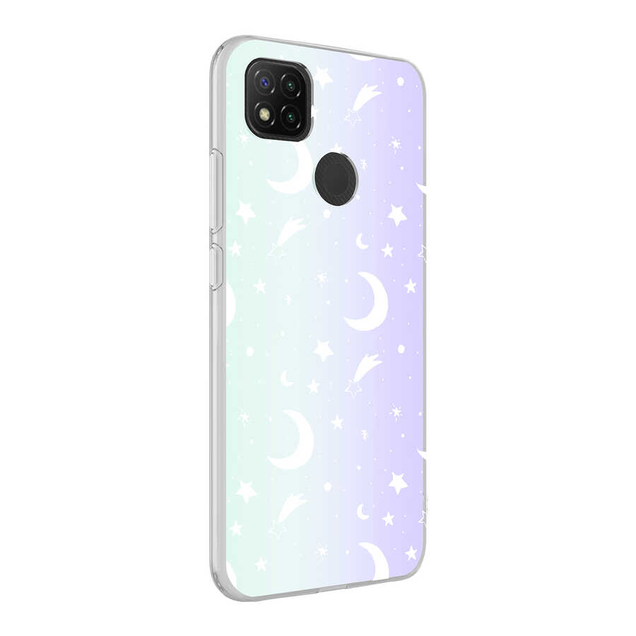Xiaomi Uyumlu  Redmi 9C Kılıf Zore M-Blue Desenli Kapak-Moon no4