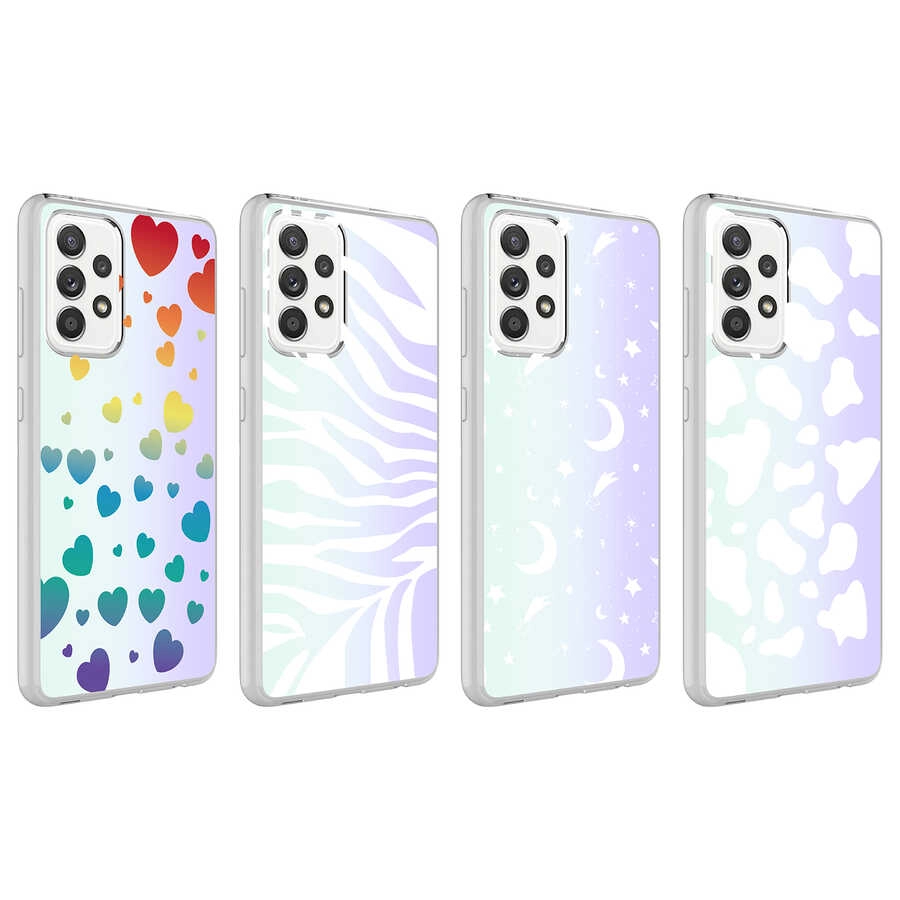 Galaxy Uyumlu A72 Kılıf Zore M-Blue Desenli Kapak