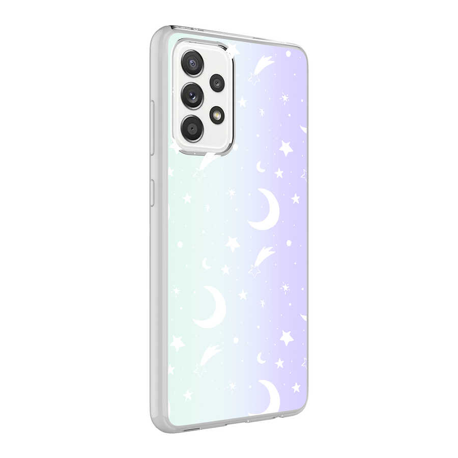 Galaxy Uyumlu A72 Kılıf Zore M-Blue Desenli Kapak-Moon no4