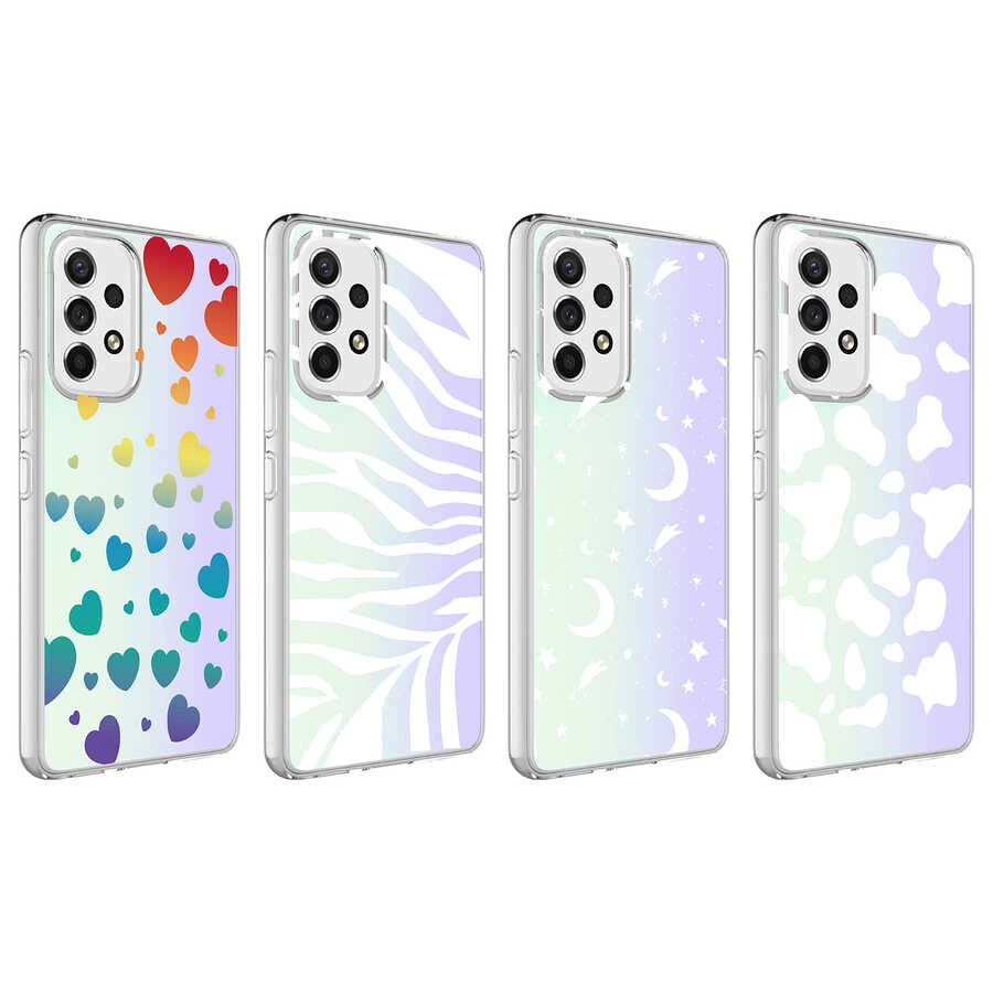 Galaxy Uyumlu A53 5G Kılıf Zore M-Blue Desenli Kapak