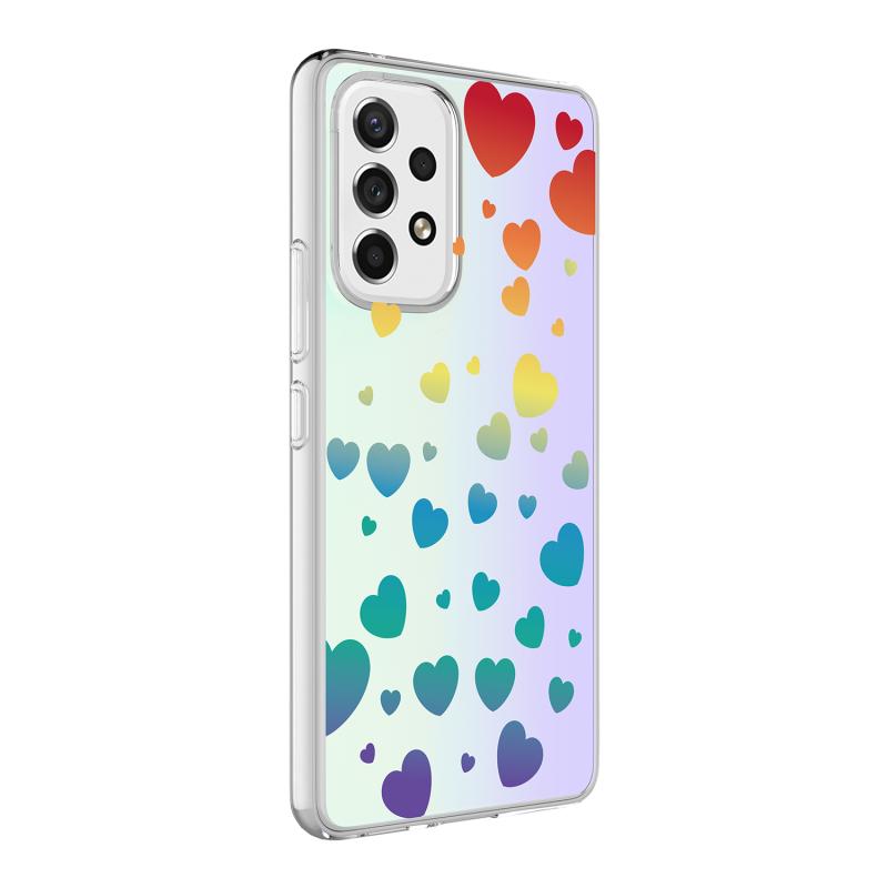 Galaxy Uyumlu A53 5G Kılıf Zore M-Blue Desenli Kapak-Heart no3